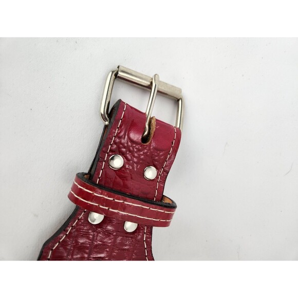 High Quality Genuine Leather Spiked Studded Dog Collar Large Breeds Red‎ Jeweled - Picture 12 of 16
